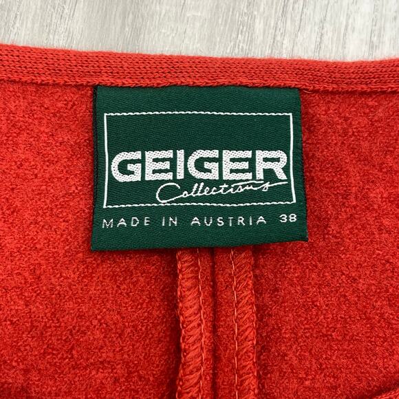 Geiger Of Austria Red Sleeveless Fitted Elegant Classic Warm Pure Wool Dress 6-8 - Picture 5 of 10